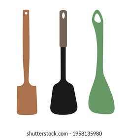 Kitchen spatula logo in vector.Kitchen spatula vector illustration top view.Icons of a set of kitchen shovels in a vector.