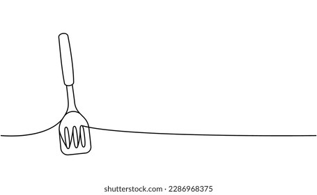 Kitchen spatula one line continuous drawing. Kitchen tools continuous one line illustration. Vector minimalist linear illustration.