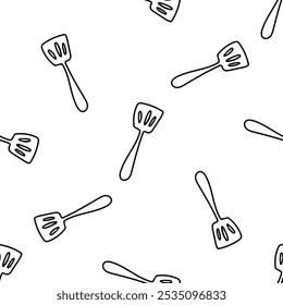 Kitchen Spatula seamless pattern doodle vector on white background