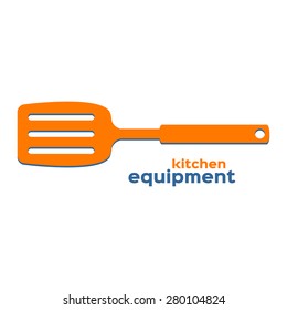 Kitchen spatula silhouette with kitchen equipment sign