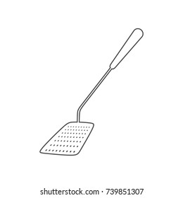 Kitchen spatula simple icon. Contour illustration.
