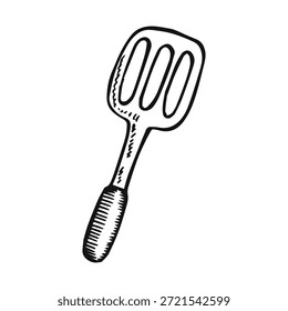 Kitchen spatula sketch isolated on white background