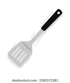 Kitchen Spatula Stainless steel.A silver metal cooking spatula