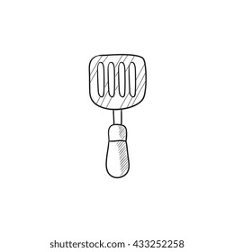 Kitchen spatula vector sketch icon isolated on background. Hand drawn Kitchen spatula icon. Kitchen spatula sketch icon for infographic, website or app.