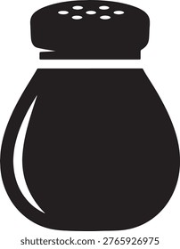 Kitchen spice container illustration featuring salt or pepper shaker icon. Essential seasoning tool for culinary themes and restaurant menu icons.