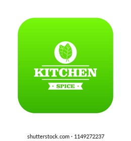 Kitchen spice icon green vector isolated on white background