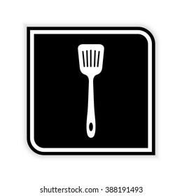 kitchen spoon  - black vector icon