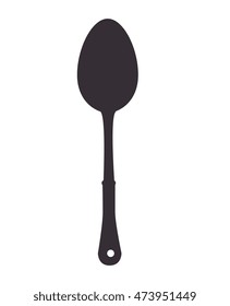 kitchen spoon cutlery utensil silverware food silhouette vector illustration
