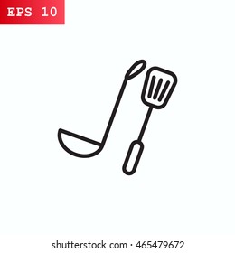 Kitchen spoon Icon Flat