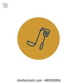 Kitchen spoon Icon Flat