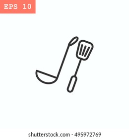 Kitchen spoon Icon Flat