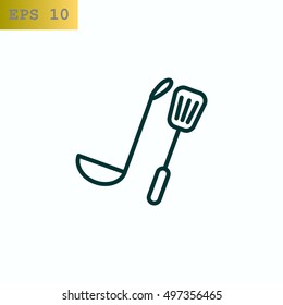 Kitchen spoon Icon Flat