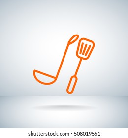 Kitchen spoon Icon Flat