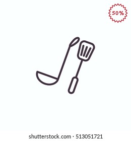 Kitchen spoon Icon Flat