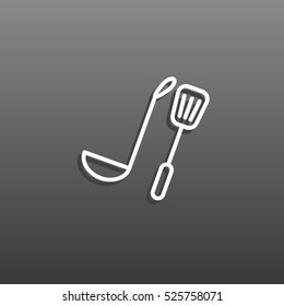 Kitchen spoon Icon Flat