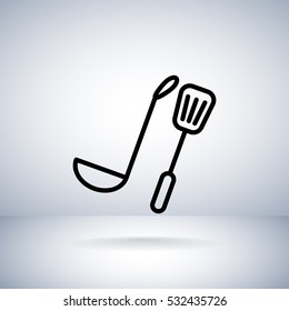 Kitchen spoon Icon Flat