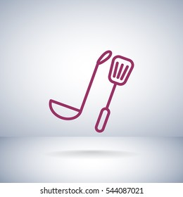 Kitchen spoon Icon Flat