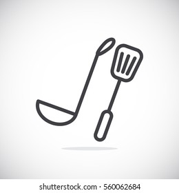 Kitchen spoon Icon Flat