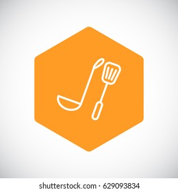 Kitchen spoon Icon Flat