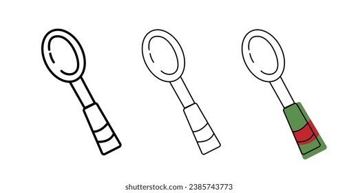 Kitchen spoon line black and white and color icon. Linear style sign for mobile concept and web design. Spoon outline vector icon. Symbol, logo illustration. Vector graphics.