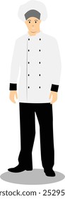Kitchen Staff Cartoon Illustration. Isolated on White Background. Vector Character Design.