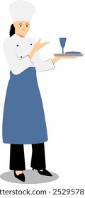 Kitchen Staff Cartoon Illustration. Isolated on White Background. Vector Character Design.