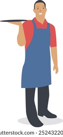 Kitchen Staff Character with Smile Expression Design. Flat Vector Illustration