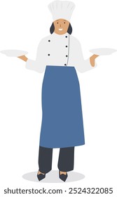 Kitchen Staff Character with Smile Expression Design. Flat Vector Illustration