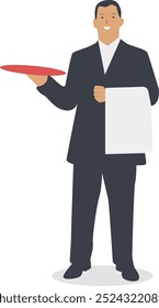 Kitchen Staff Character with Smile Expression Design. Flat Vector Illustration