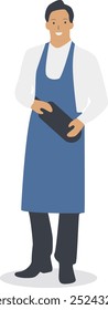 Kitchen Staff Character with Smile Expression Design. Flat Vector Illustration