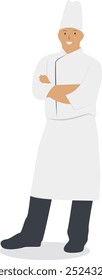 Personaje del personal de cocina con diseño de expresión de sonrisa. Ilustración vectorial plana