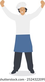 Kitchen Staff Character with Smile Expression Design. Flat Vector Illustration
