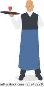 Kitchen Staff Character with Smile Expression Design. Flat Vector Illustration