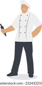 Personagem da equipe da cozinha com design de expressão de sorriso. Ilustração de vetor plano