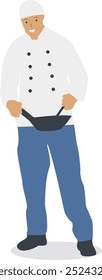 Personaje del personal de cocina con diseño de expresión de sonrisa. Ilustración vectorial plana