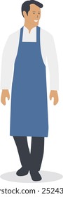 Kitchen Staff Character with Smile Expression Design. Flat Vector Illustration