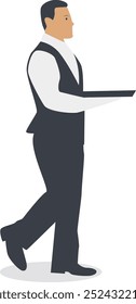 Personaje del personal de cocina con diseño de expresión de sonrisa. Ilustración vectorial plana
