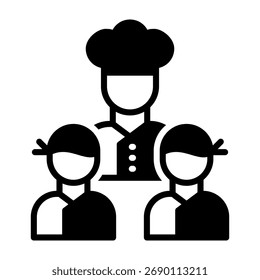 Ilustração de vetor misto do ícone da equipe da cozinha