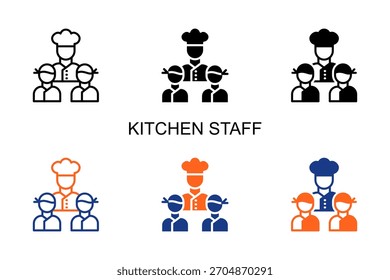 Ícone da equipe da cozinha Ilustração de vetor de estilo múltiplo