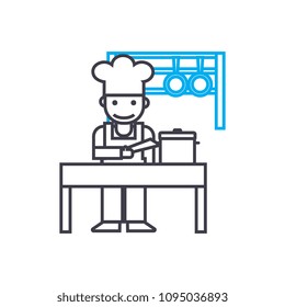 Kitchen staff linear icon concept. Kitchen staff line vector sign, symbol, illustration.