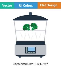 Kitchen steam cooker icon. Flat design. Vector illustration.