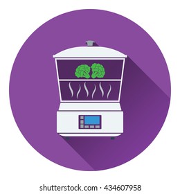 Kitchen steam cooker icon. Flat design. Vector illustration.