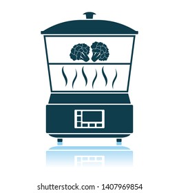 Kitchen Steam Cooker Icon. Shadow Reflection Design. Vector Illustration.