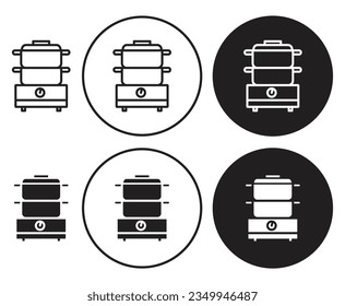 ícono vectorial de vapor de comida de vapor de cocina conjunto en color negro.