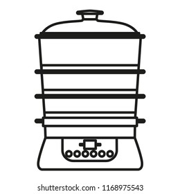 Kitchen steamer line icon isolated on white background. Outline thin logo cooking vector.