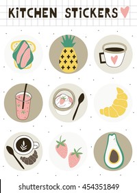 Kitchen stickers for recipe book. 