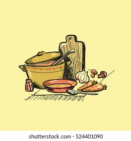 kitchen still life vector