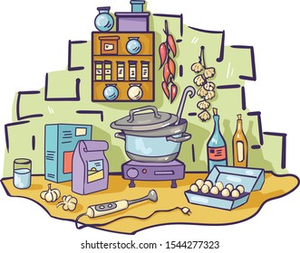 kitchen still life with vegetables 