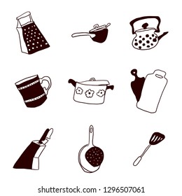 kitchen stock pans and not only doodles vector work