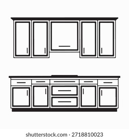 Cozinha armário de armazenamento ilustração vetor simples mínima linha arte
